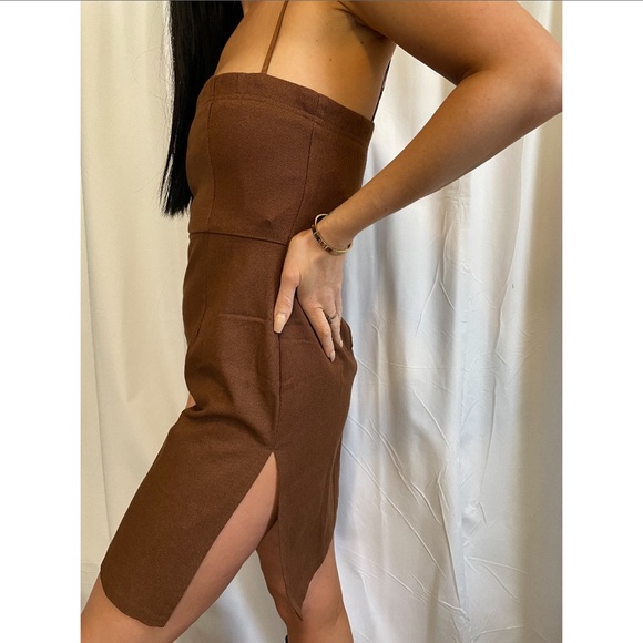 Lioness Side Slit Slip Dress Brown - Picture 3 of 3